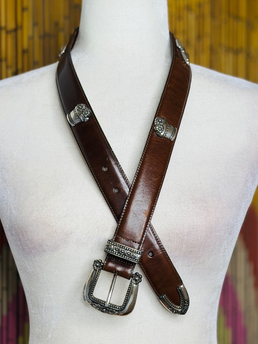 90s Y2K Talbot’s Garden Motif Leather Belt - Picture 9 of 9